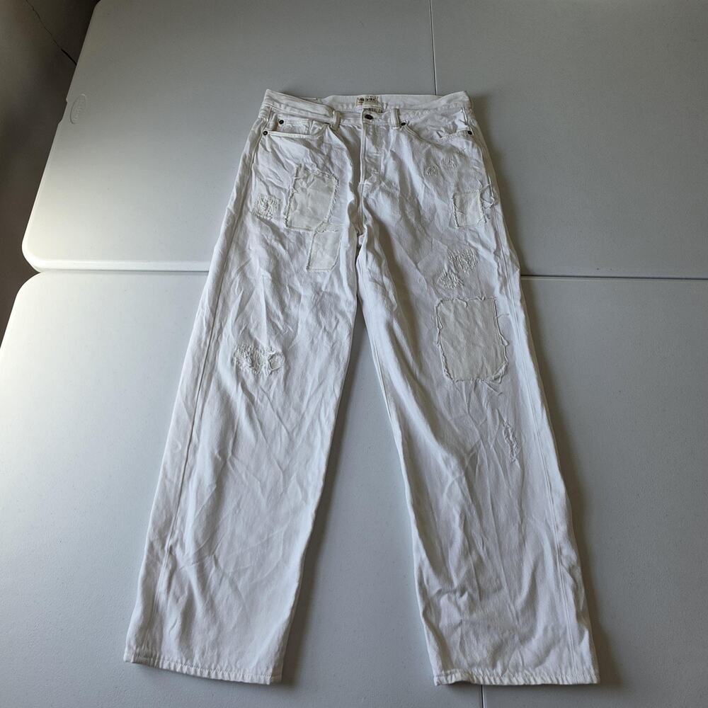 Todd Snyder Jeans Mens 32x30 White Selvedge Denim Straight Leg Patch Distressed